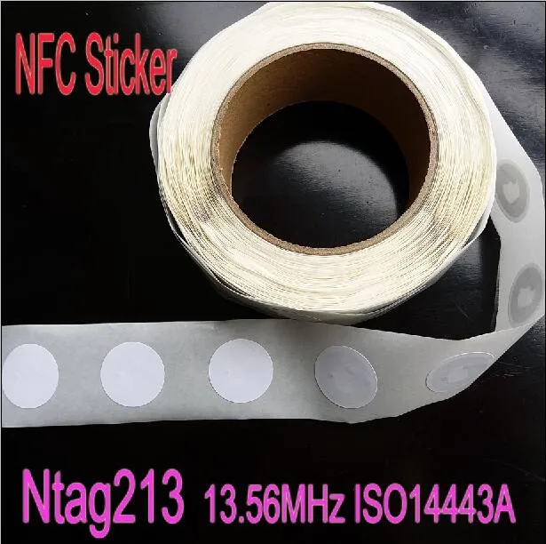 Цена NTAG 213 NFC этикетки, 2000 шт., перезаписываемая наклейка NTAG 213, 13,56 МГц, ISO14443A, 25 мм, все NFC телефоны, доступный клей