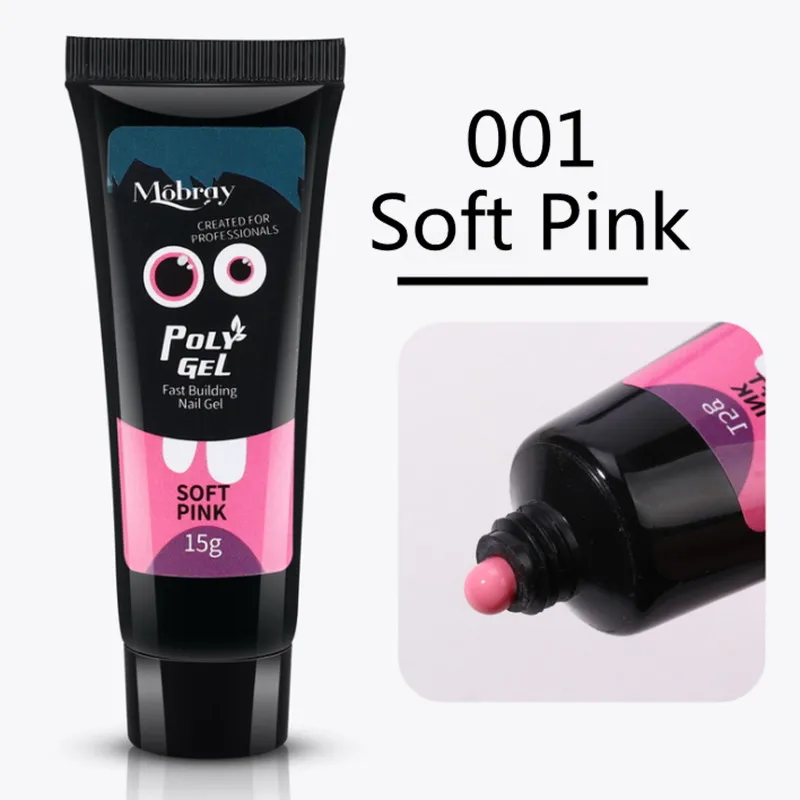 001 Soft Pink 1 шт., 15 г, полигель-лак для замачивания, удлиненный, строительный, УФ, полигель, акриловый, геллак, камуфляж, маникюр, желе-лак для дизайна ногтей - Цвет: 001 Soft Pink