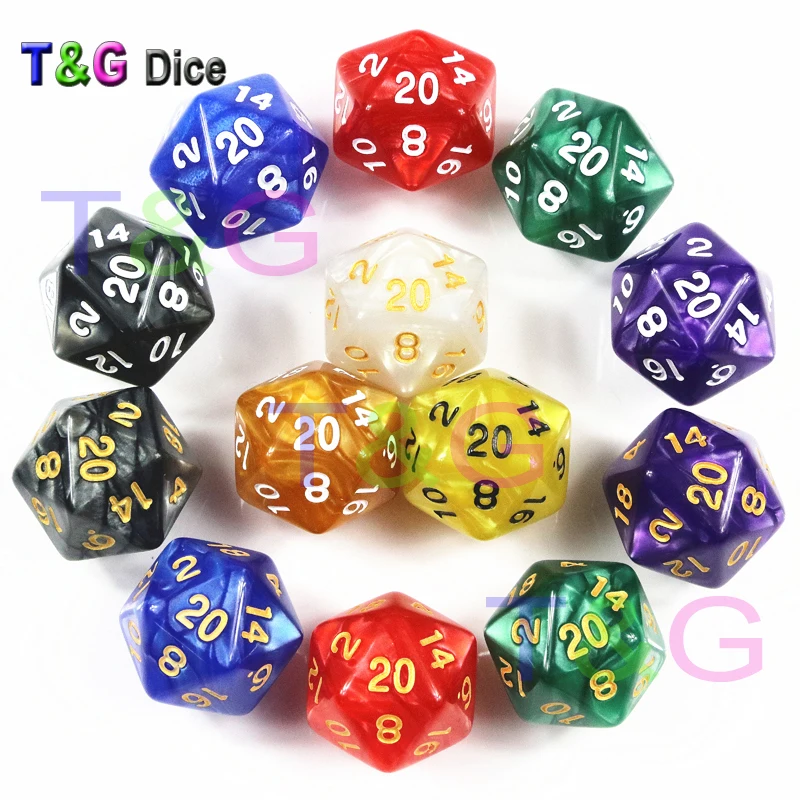 T & G D20 игральные кости для D Rpg 20 двухсторонняя гладкая поверхность игры много