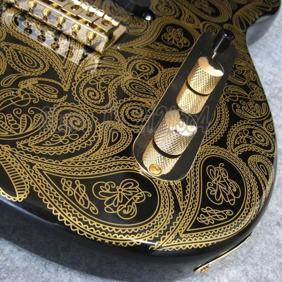 TL электрогитары Клен гриф золото Пейсли пламя китайская гитара custom shop