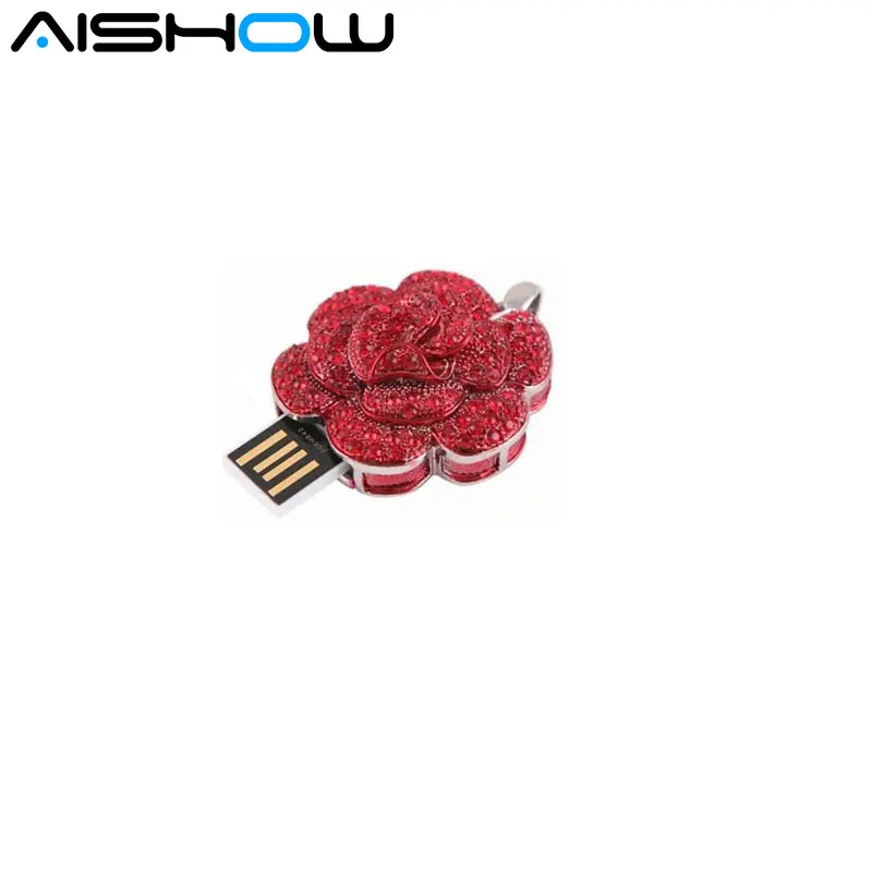 TF карта с фактическим объемом Флешка-ожерелье USB пальцевый Хрустальная роза