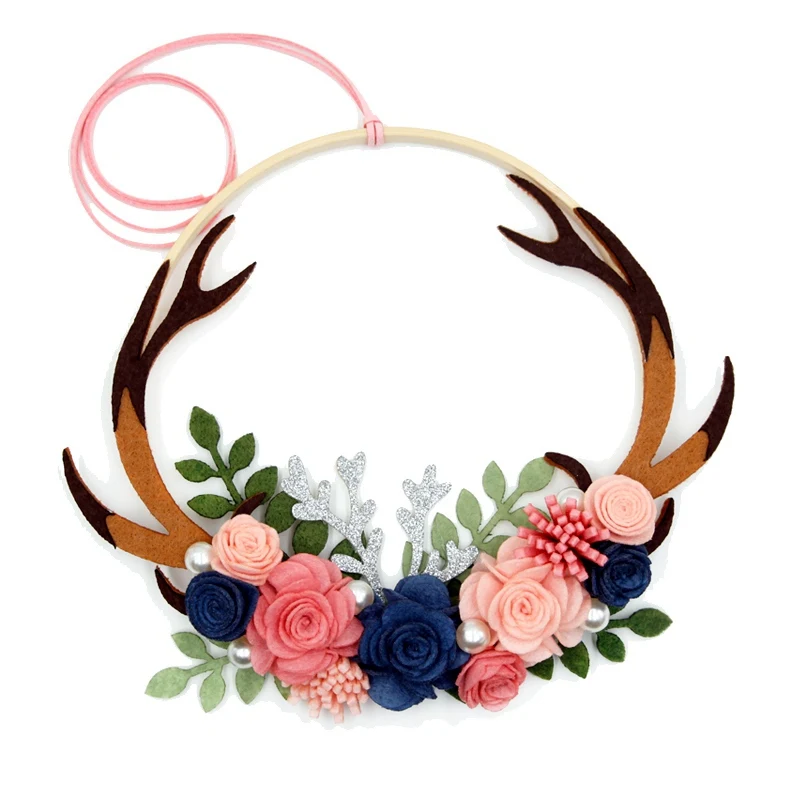 Ручной работы рога и цветы фетровая аппликация комплект орнаментов Швейные DIY