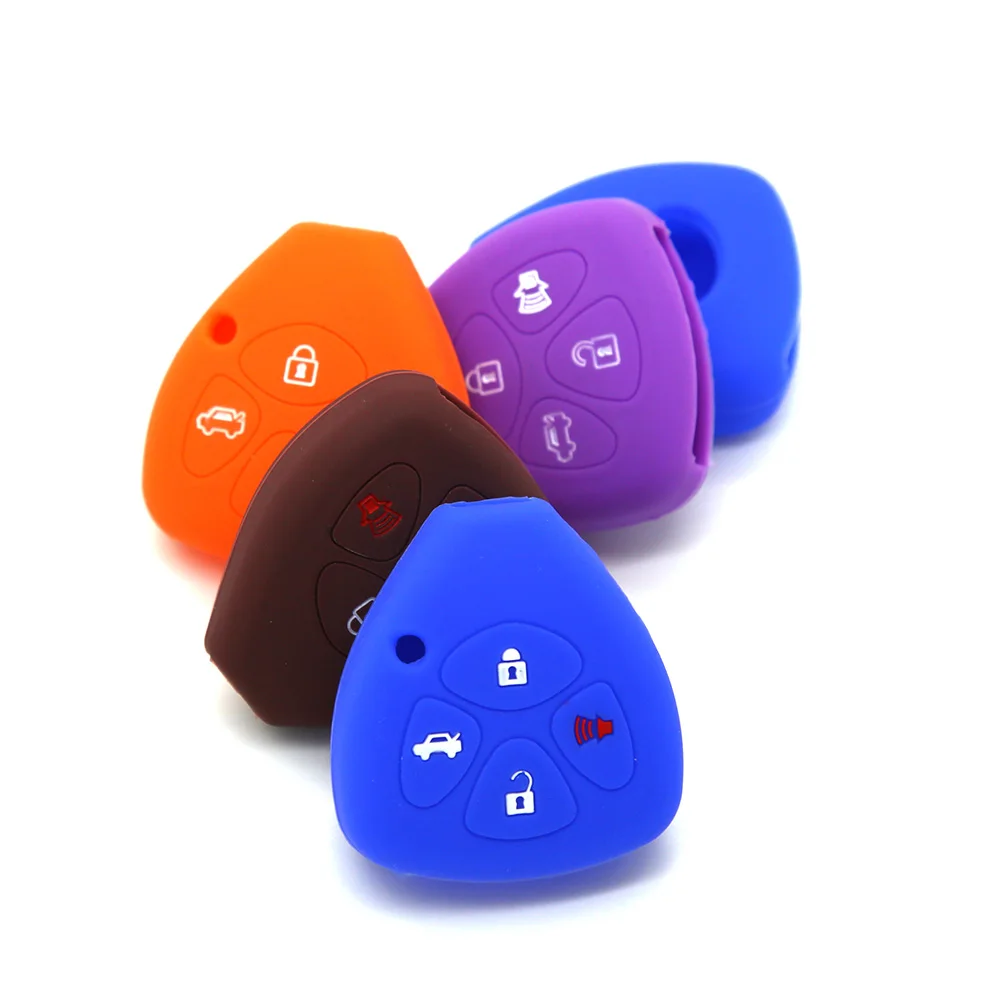 2017 new Car Modified case Silicone Key Case Cover Fit For Toyota Camry Corolla Prado Fortuner RAV 2012 4 buttons car shell | Автомобили и