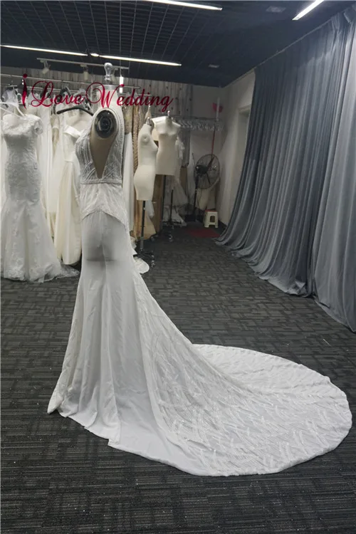 Vestido de Noiva богемное свадебное Красивая Русалка платье сексуальный v-образный