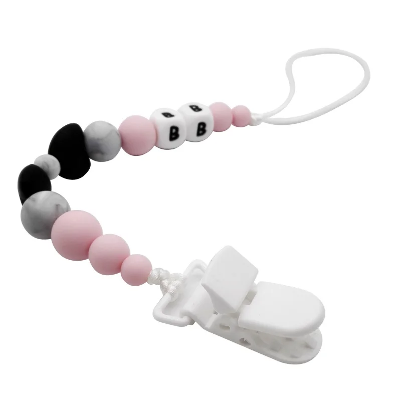 Newborn Baby Silicone Teething Pacifier Clips With Safe ABS Beads Chain Holder For Nipples Chew Toys High Quality | Мать и ребенок