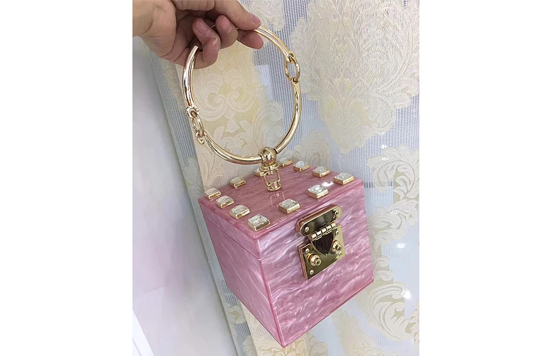 Акриловые металлические кольца в коробке, стильные модные дизайнерские дамские сумочки с бриллиантами, вечерние сумочки, повседневные сумки, женские сумки с клапаном, 4 цвета