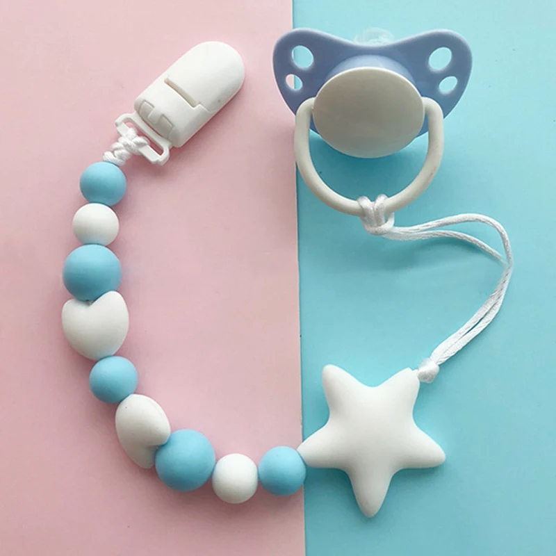 Silicone Teething Pacifier Clips Baby Chain Holder For Nipples Chew Toys | Мать и ребенок