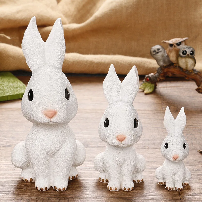 Super Cute Big Rabbit Save Money Piggy Bank Small and Medium Ornaments Three-color Resin Process | Дом и сад