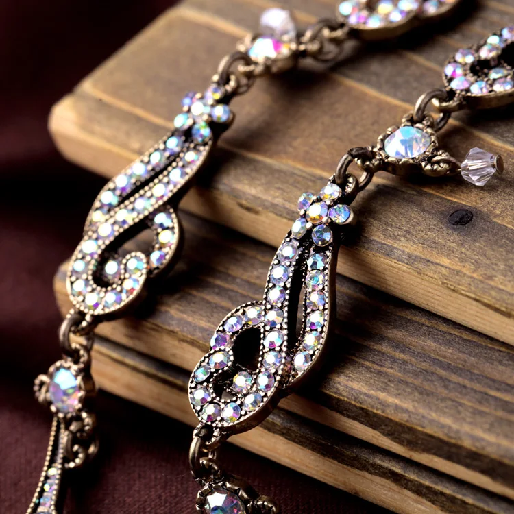 Этническая винтажная Цветочная подвеска ожерелье колье богемное бронзовая цепь