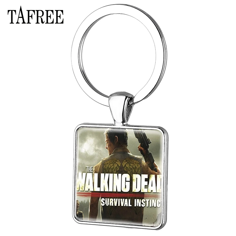 TAFREE Горячая фильм Walking Dead печати квадратный брелки Ходячие мертвецы брелок кольцо для Для мужчин Для женщин Подарок Подвеска Chaveiro QF242