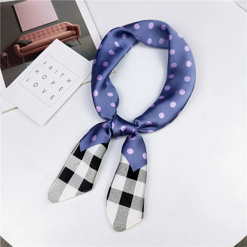 70*70cm Striped Dot Letter Print Square Scarves Hijab Luxury Brand Women Twill Silk Scarf Fashion Headband Bandana |