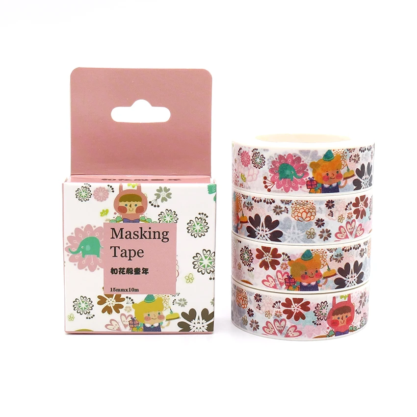 

Box Package Childhood And Flower Washi Tape Adhesive Stickers Flower Pattern Masking Tape Cheap Price Decorative Tape 10m*15mm