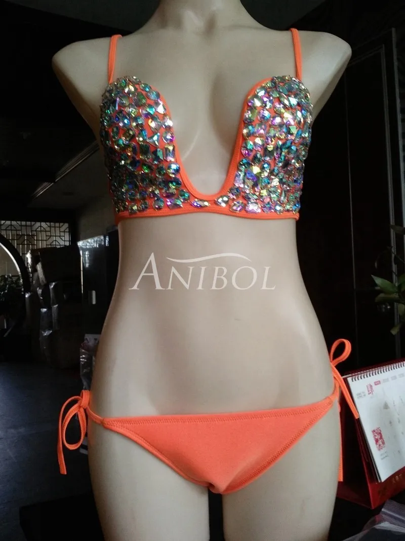 Anibol 2017 сексуальное бикини с глубоким v образным вырезом Ручное шитье роскошный