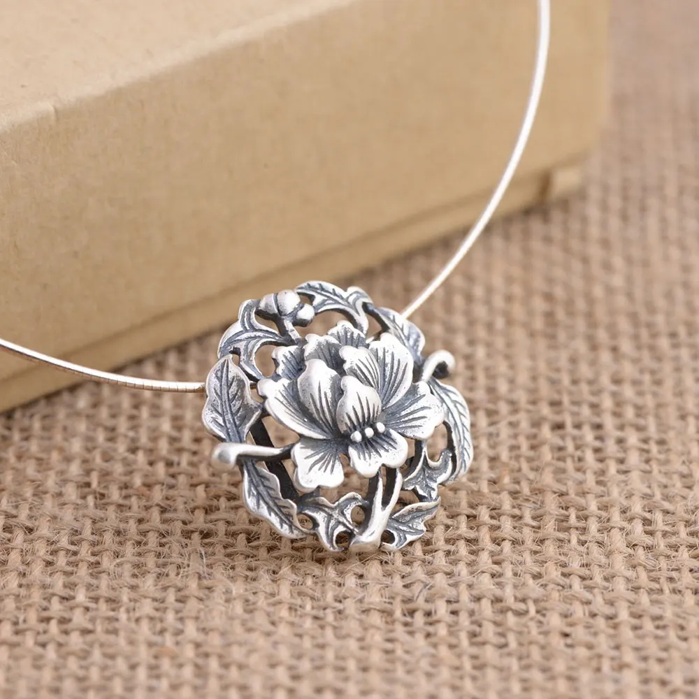 Кулон в виде цветка из серебра 925 пробы 100% пробы|thai silver pendant|pendants for womensilver flower pendant |