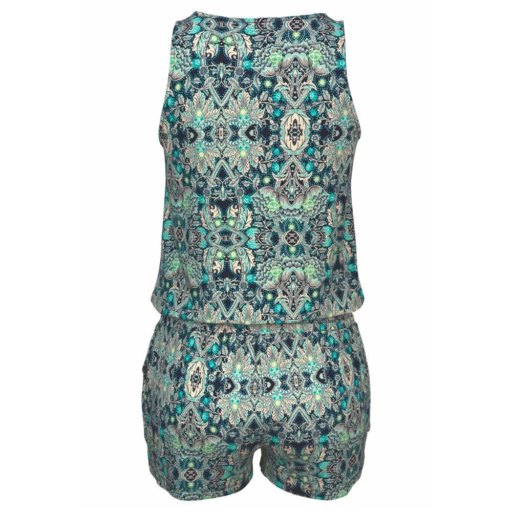 Ladies printed vest pants 2019 new fation style Womens Clubwear Sleeveless Playsuit Print Bodysuit Party Jumpsuit | Женская одежда