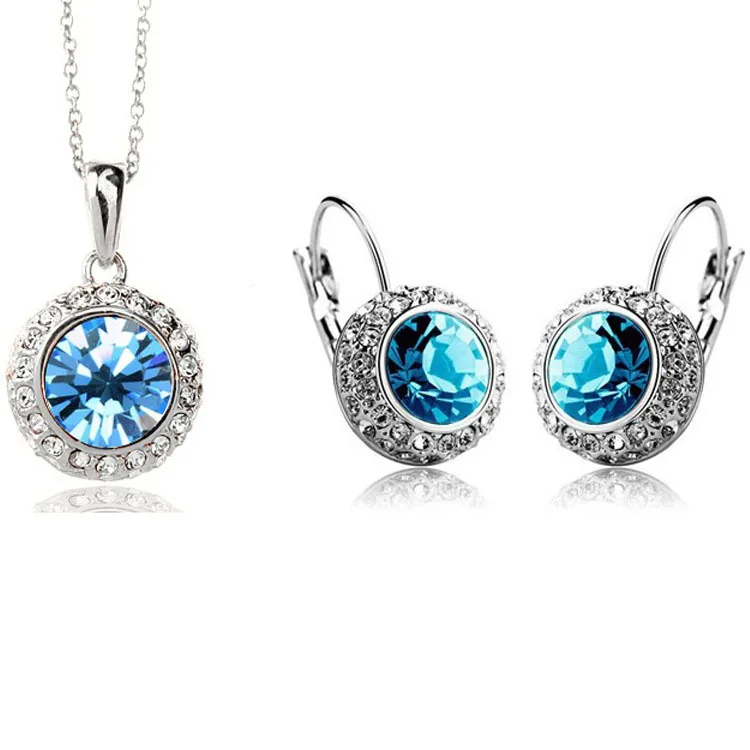 Комплект из колье и серёг с кристаллами|wedding jewelry sets|jewellery setcrystal wedding set |