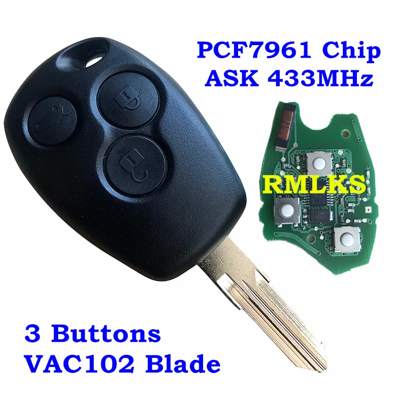 Для Renault HU136TE 2/3 кнопки дистанционный ключ брелок от машины 433Mhz ASK с PCF7961M HITAG AES Chip