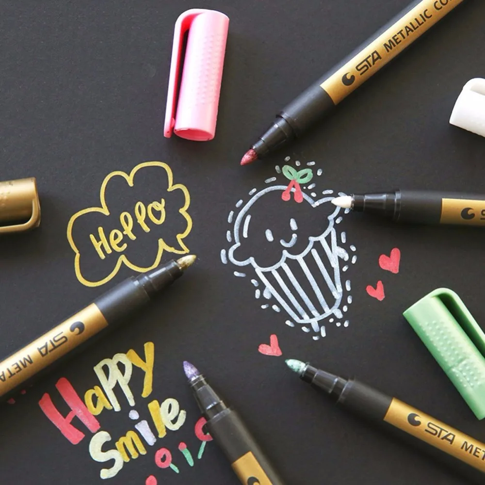 

1pcs Metallic Permanent Paint Markers Birthday Gift Card Making Metallic Color Pen for DIY Photo Album Adult Kid School Supplies