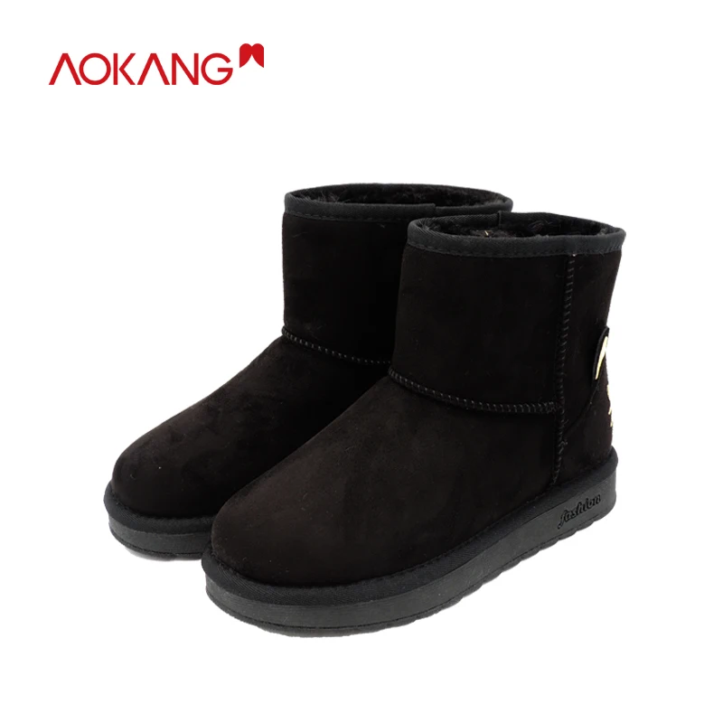 Женские ботильоны до середины икры AOKANG теплые однотонные короткие с плюшевой