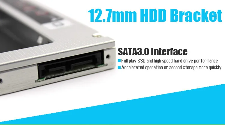 Универсальный 2-й 12,7 мм алюминиевый HDD Caddy SATA 3,0 для 2," SSD чехол HDD корпус для ноутбука CD-Rom жесткий диск кронштейн