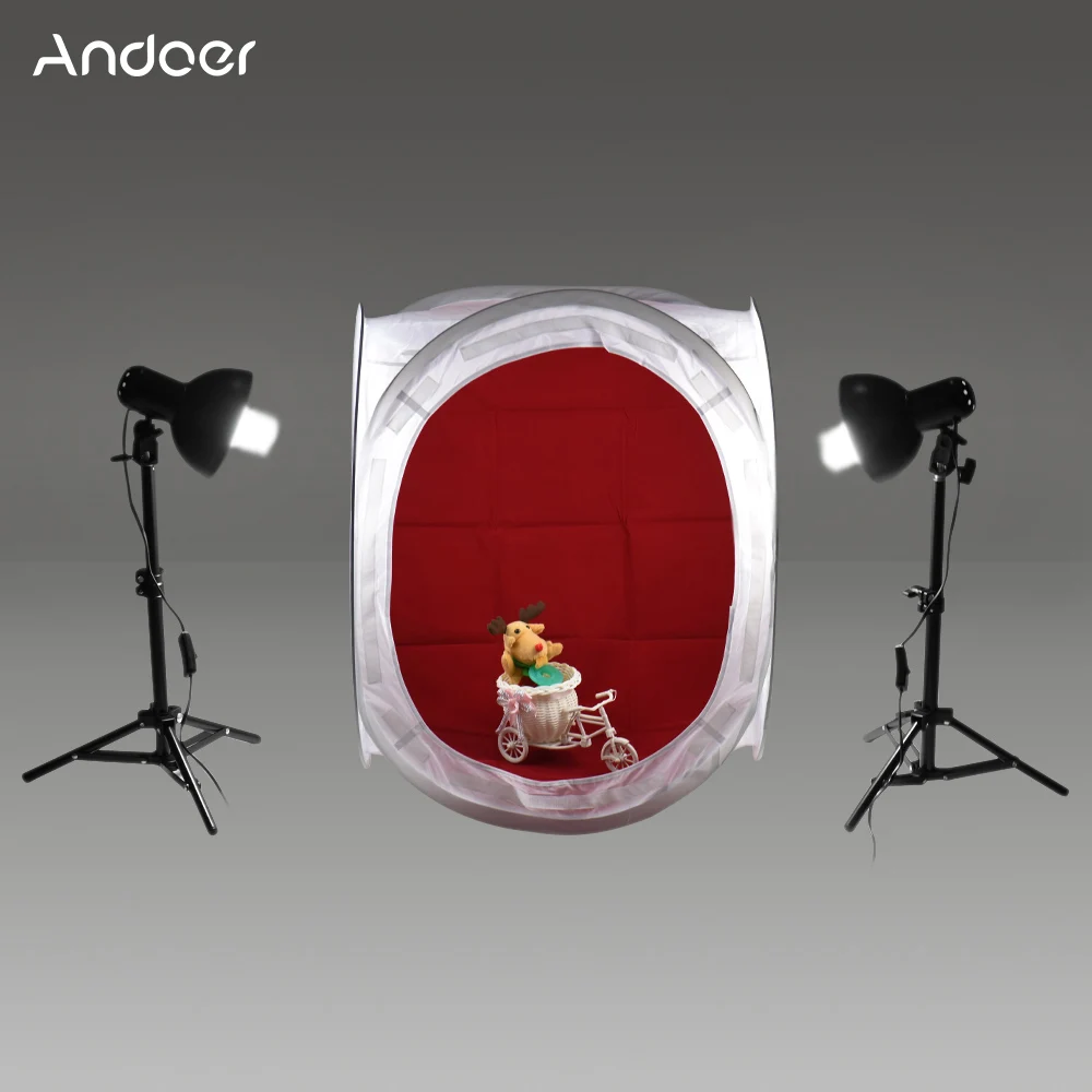 Andoer 60*60*60 см фотография Стенд для съемки палатки 2 шт абажур с держателем лампы 45