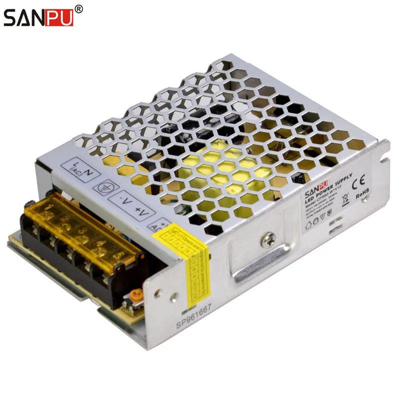 Светодиодный трансформатор SANPU SMPS DC 12 В 60 Вт 5A 110 220 CE RoHS для светодиодных лент