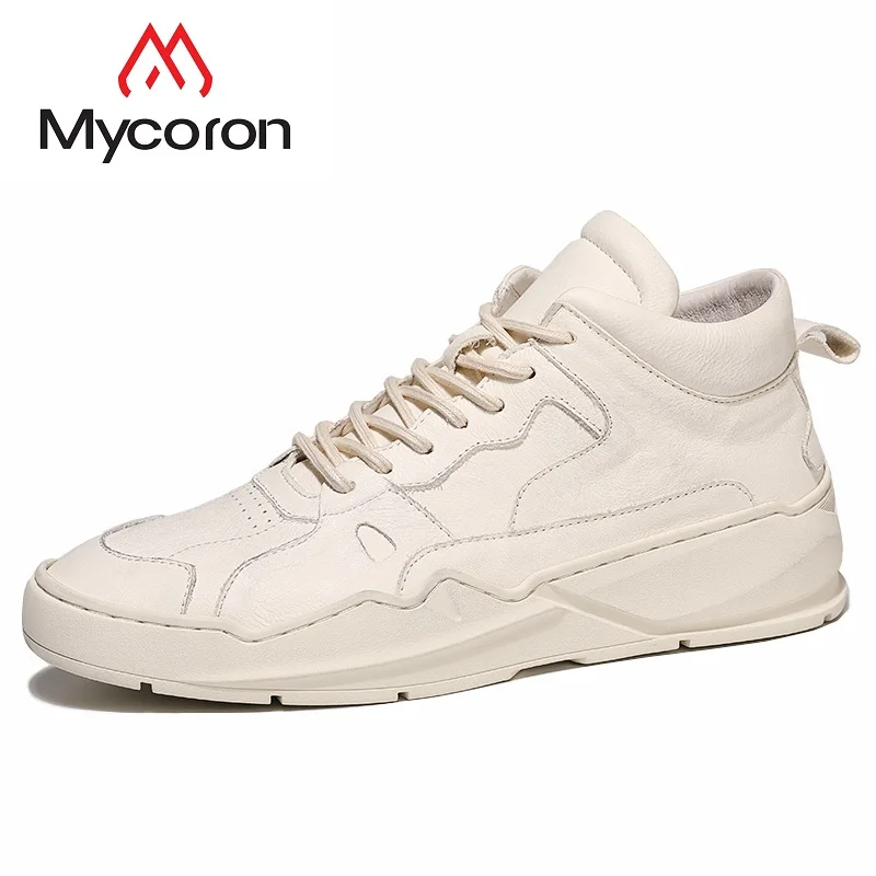 MYCORON Hot Sale Autumn And Winter New High-Top Shoes White Sneakers Leather Thick-Soled Boots Men Zapatos Deportivos | Обувь