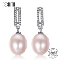 doteffil 10mm whitepinkpurple natural pearl 925 sterling silver aaa zircon earrings for women wedding engagement charm jewelry