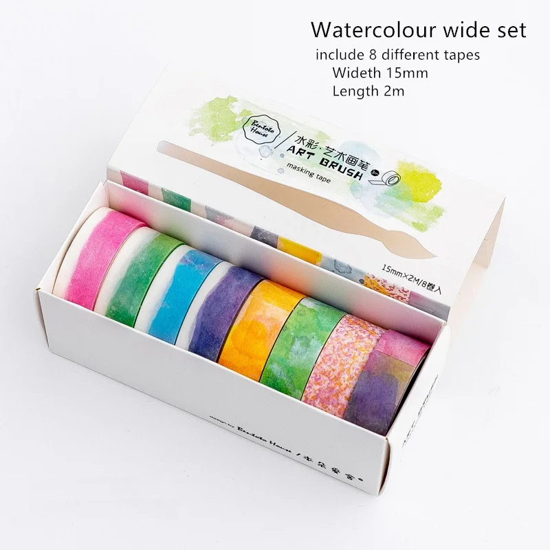 Watercolour wide 8 шт. художественная кисть маскирующая лента набор цветной карандаш для рисования Васи наклейки с лентами украшения Скрапбукинг DIY канцелярские принадлежности A6155 - Цвет: Watercolour wide