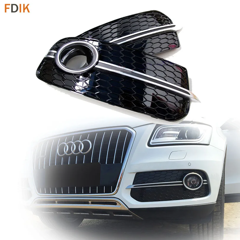 Спорт Sline SQ5 Стиль соты глянцевый черный + Матовый Хром переднего бампера Туман