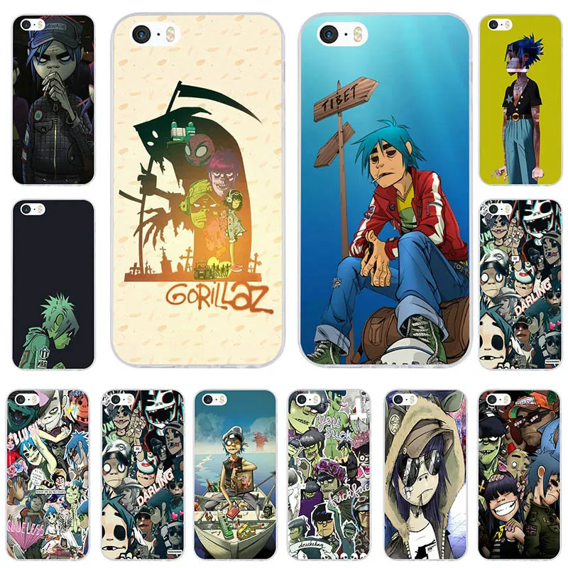 Модные мягкие силиконовые прозрачные чехлы Gorillaz из ТПУ для iPhone X 7 6 6s 8 Plus 4 4S 5 5S SE
