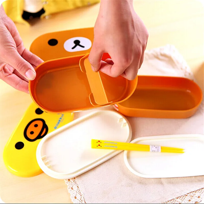 2 Слои модная одежда от бренда Rilakkuma Коробки для обедов Bento Портативный
