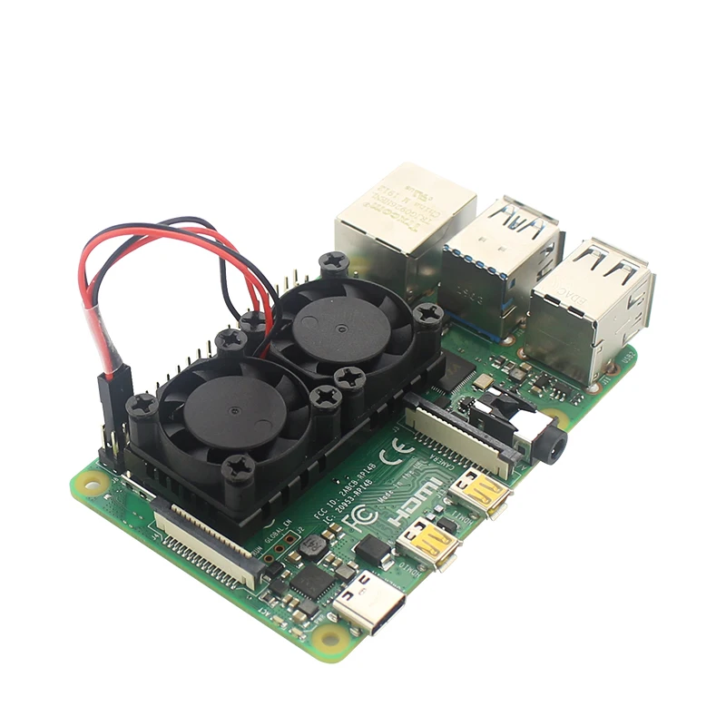 Двойной вентилятор для Raspberry Pi 3B Plus с радиатором радиатор двойная система