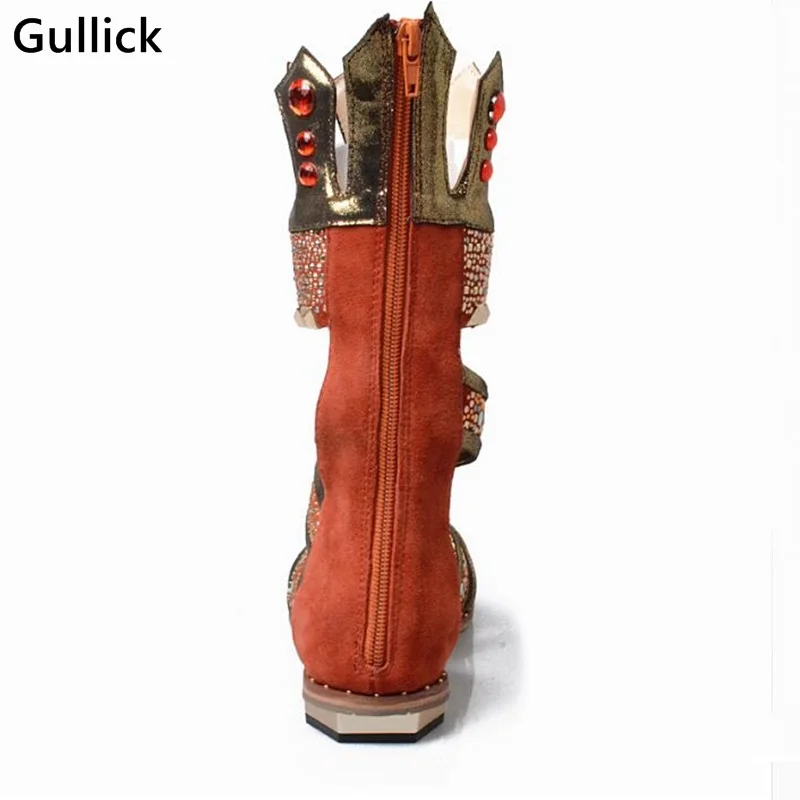 Модные 2018 Красочные Стразы с заклепками Летние женские открытые ботинки