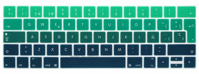 Blue Green Градиентная силиконовая крышка клавиатуры наклейки протектор кожи для Mac Pro 1" 15 A1706 A1707 A1989 A1990 с сенсорной панелью Европейская версия - Цвет: Blue Green