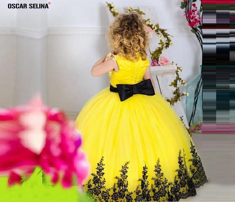 High quality custom flower girl dresses2019 new Scoop fluffy yellow primera comunion long pageant dresses for girls plus size | Свадьбы и