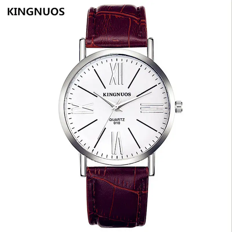 Мужские Роскошные Брендовые Часы KINGNUOS мужские кожаные Наручные часы