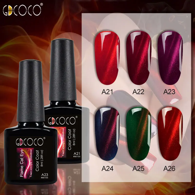 GDCOCO 3D Flame цветной &quotкошачий глаз&quot гель для ногтей с блестками лак отмачиваемый