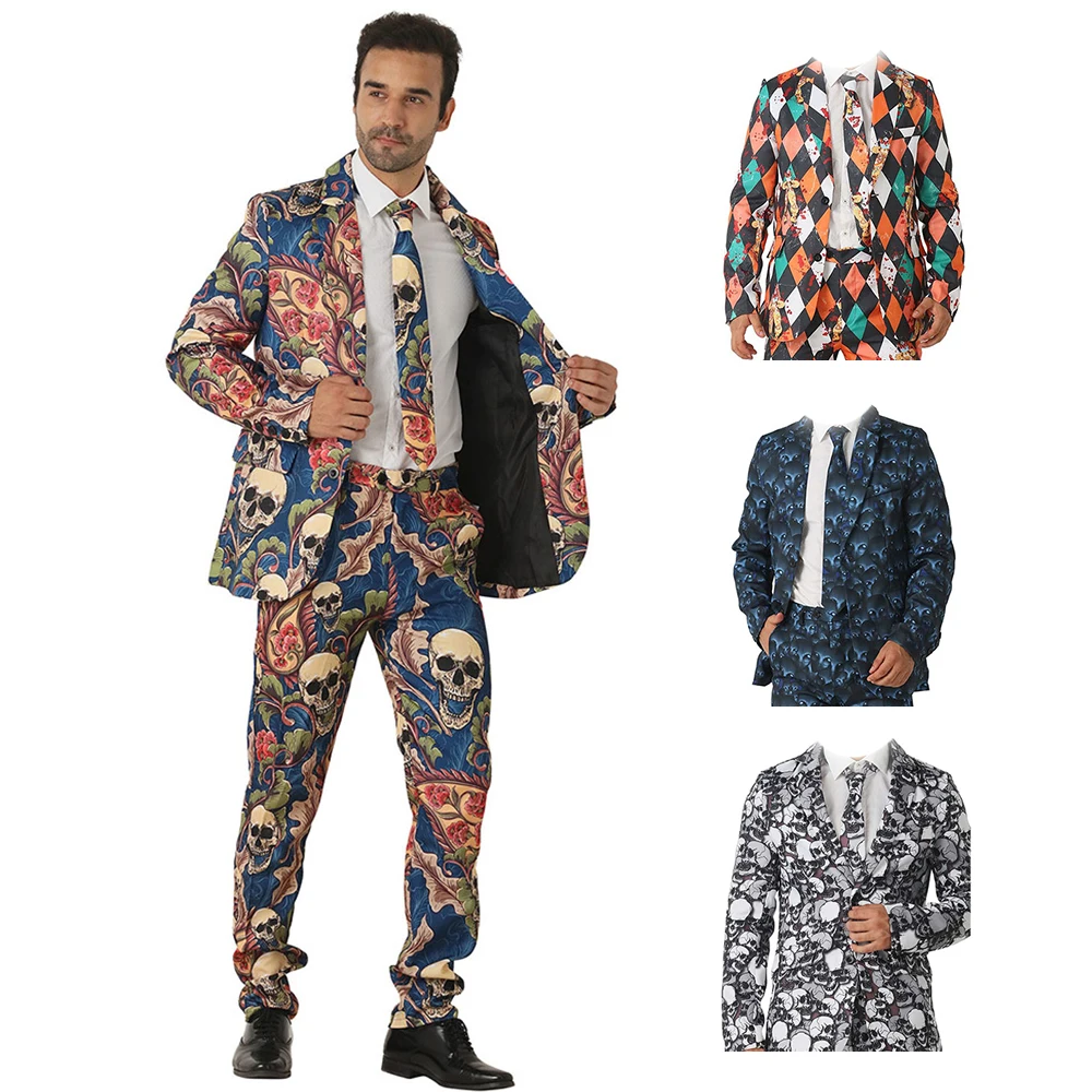 Хэллоуин Карнавальный костюм для мужчин моде клоуна Череп Костюм чужого