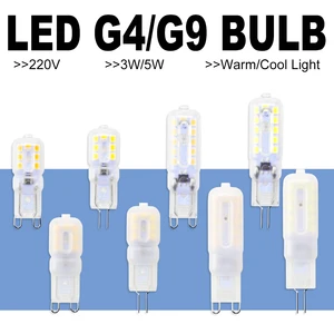 8 шт. G9 светодиодный светильник 5 Вт 3 Вт Bombillas светодиодный G4 Диммируемый светодиодный светильник 220 В кукурузная лампа люстра свет 2835SMD ампул заменить галогенные лампы