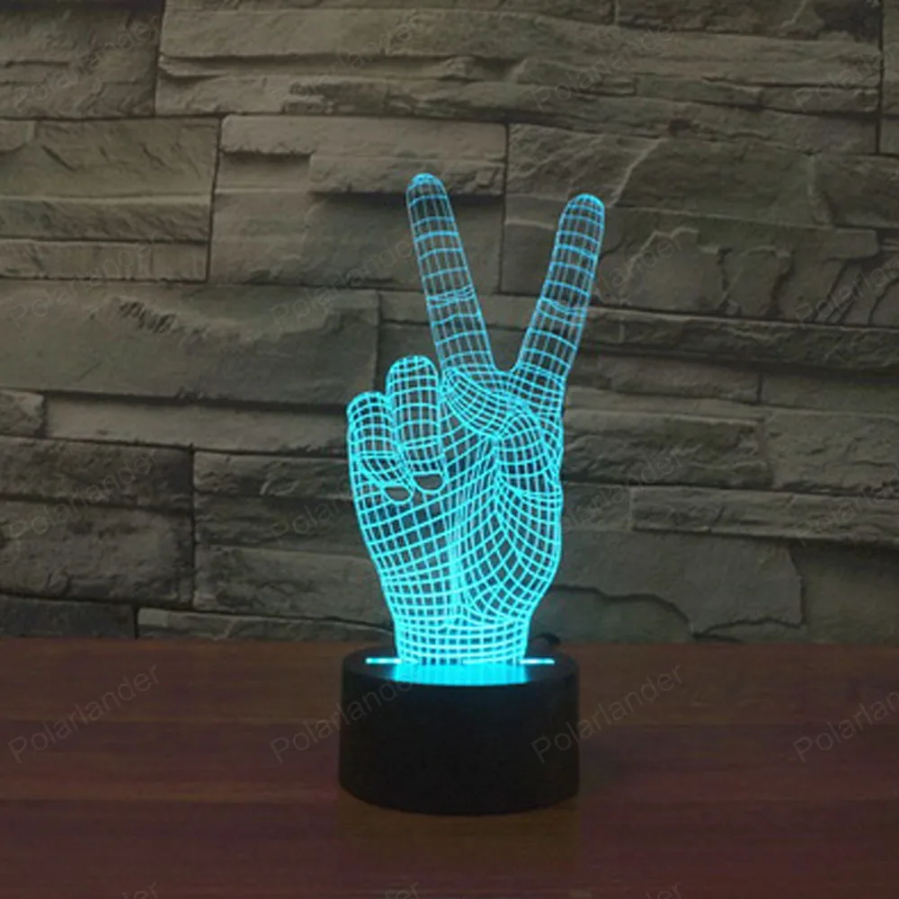 USB победы украшения дома 3D ночник красочные сенсорный светодиодные лампы 7 цветов