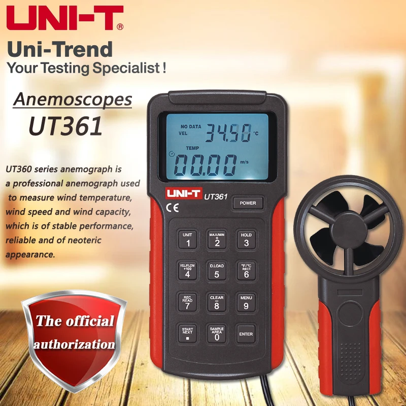 UNI T UT361 цифровой анемометр для хранения данных с ЖК подсветкой