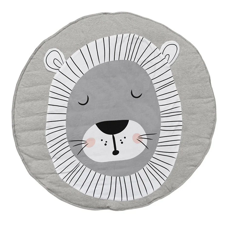 Lion 1 шт., 90*90 см, игровые коврики, коврик для малышей, Мультяшные животные, уши кролика, круглые игрушки для ползания, коврик, украшение для детской комнаты, реквизит для фотосессии - Цвет: Lion
