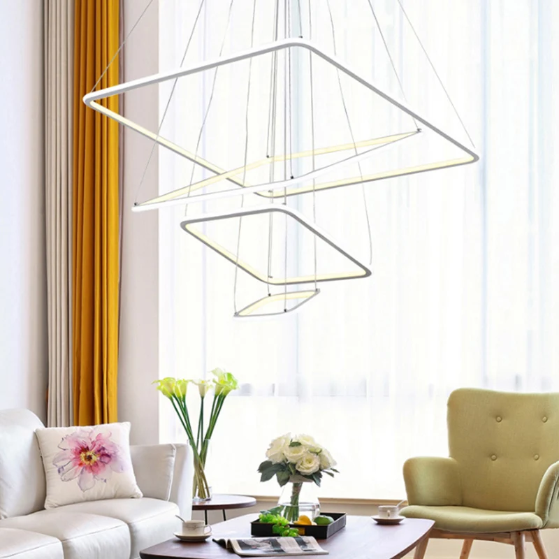 4 кольца новый современный светодиодный Люстра гостиная столовая лампадарио современная люстра лампа AC85