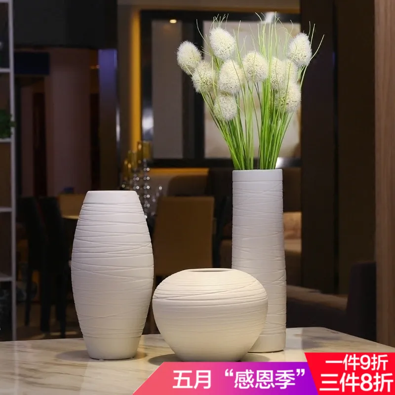 Керамические украшения ручная работа белые полоски 3 шт. Цветочная ваза