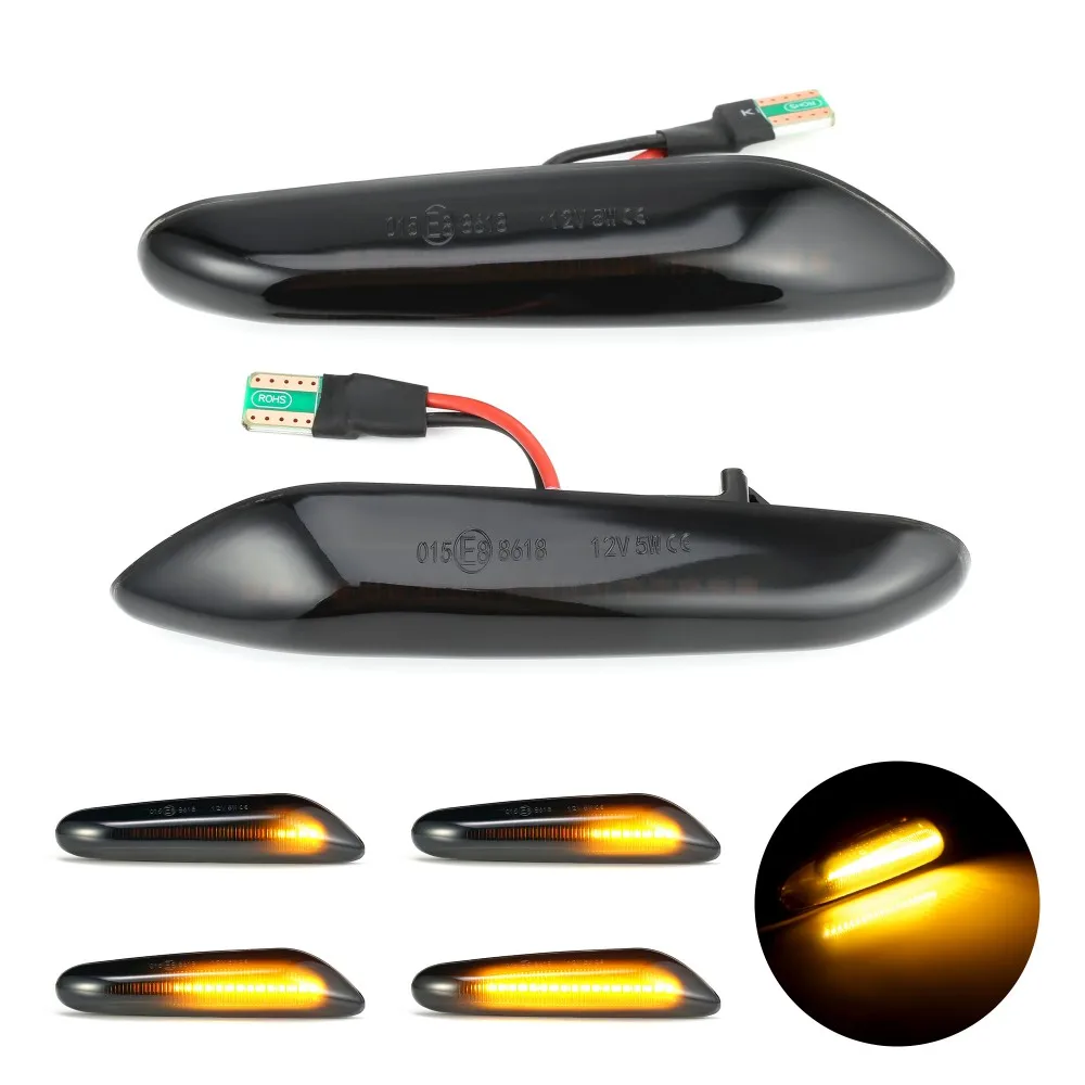 

2PCS Smoked LED Turn Signal Lamp For BMW E46 E60 E61E90 E91 E87 E81 E84 E88 LED Flowing Car Light Dynamic Side Marker Indicators