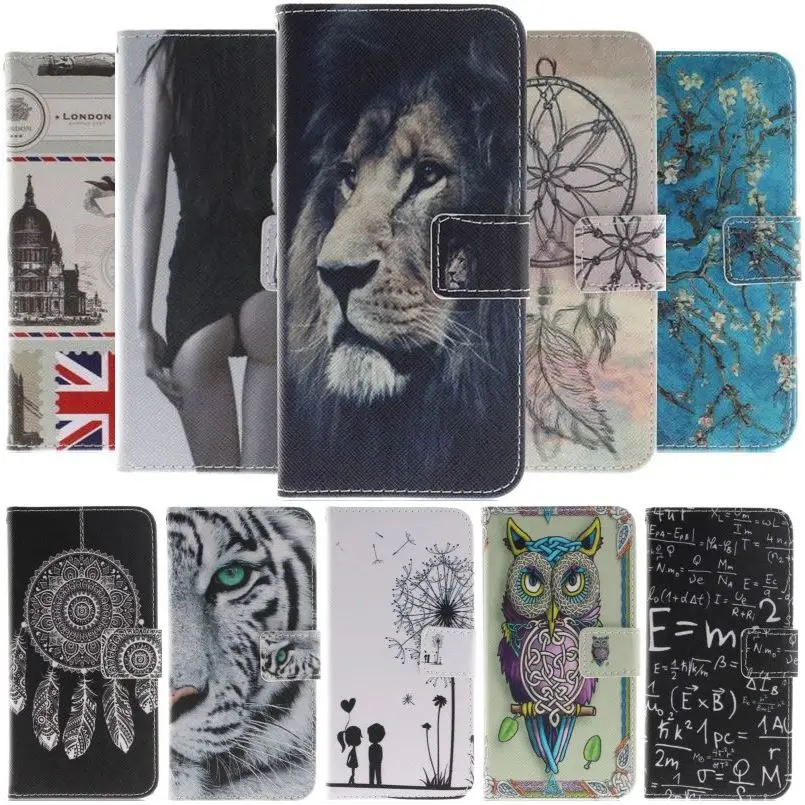 Чехол для Huawei P Smart 2018 Enjoy 7 7s 8 Plus P20 P8 P9 Lite Mini 2017 Honor8 Lion Tiger Owl|Чехлы-портмоне| |