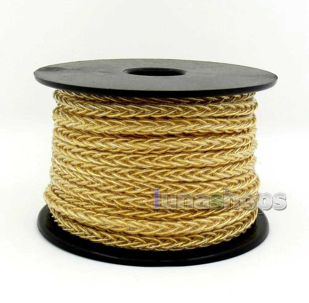LN006210 8*(7*0,14 мм) 8 ядер 99.99% чистое серебро+ Позолоченные Наушники DIY пользовательский кабель(не Telf) 8*1,15 мм OD: 4 мм acrolink