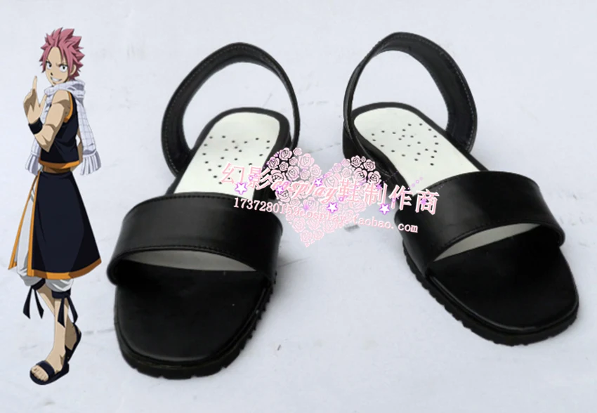 

Fairy Tail Natsu Black Halloween Summer Cosplay Shoes H016