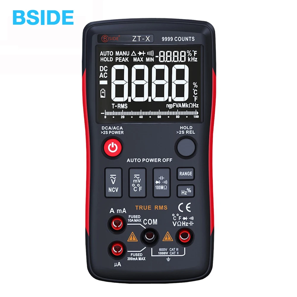 BSIDE ZT X Цифровой мультиметр 9999 T RMS Авто Диапазон EBTN ЖК дисплей постоянного тока